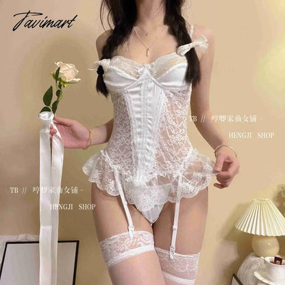Japanese Girl Exotic Fairy Sexy Lace Mesh Ultrashort Mini Dress V-neck Nightdress Female Sexy Clothes Korean Sweet H3X
