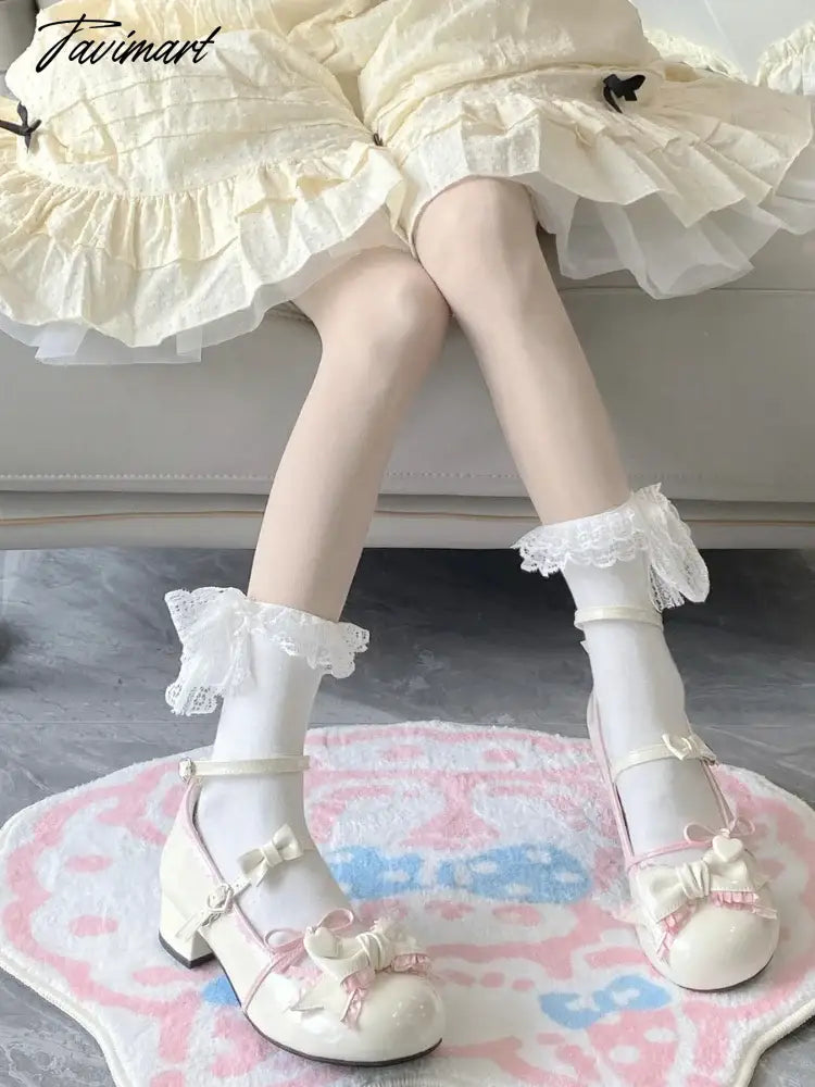 Japanese Kawaii Lolita Mary Janes Shoes Women Bow-knot Vintage Sweet Pumps Shoes Female Elegant Fashion Buckle Strap Shoes