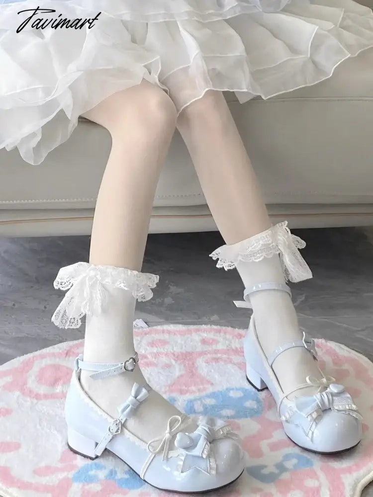 Japanese Kawaii Lolita Mary Janes Shoes Women Bow-knot Vintage Sweet Pumps Shoes Female Elegant Fashion Buckle Strap Shoes