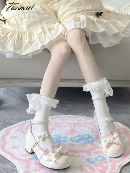 Japanese Kawaii Lolita Mary Janes Shoes Women Bow-knot Vintage Sweet Pumps Shoes Female Elegant Fashion Buckle Strap Shoes