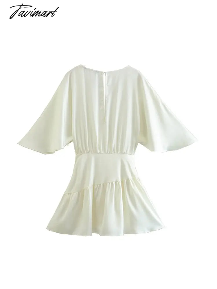 Jumpsuit Women V Neck Raglan Short Sleeve Elegant Vintage Satin Romper Button Open Back Waist Buckle Tie Playsuit Shorts