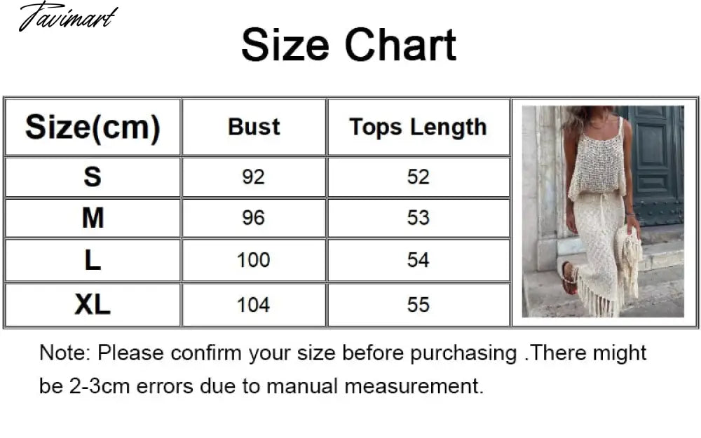Knitted Camisole Blouse Tassel Skirts Two Piece Sets Women Sexy See Through Summer Mesh Beach Dress Suits Hollow Out Sling Tops