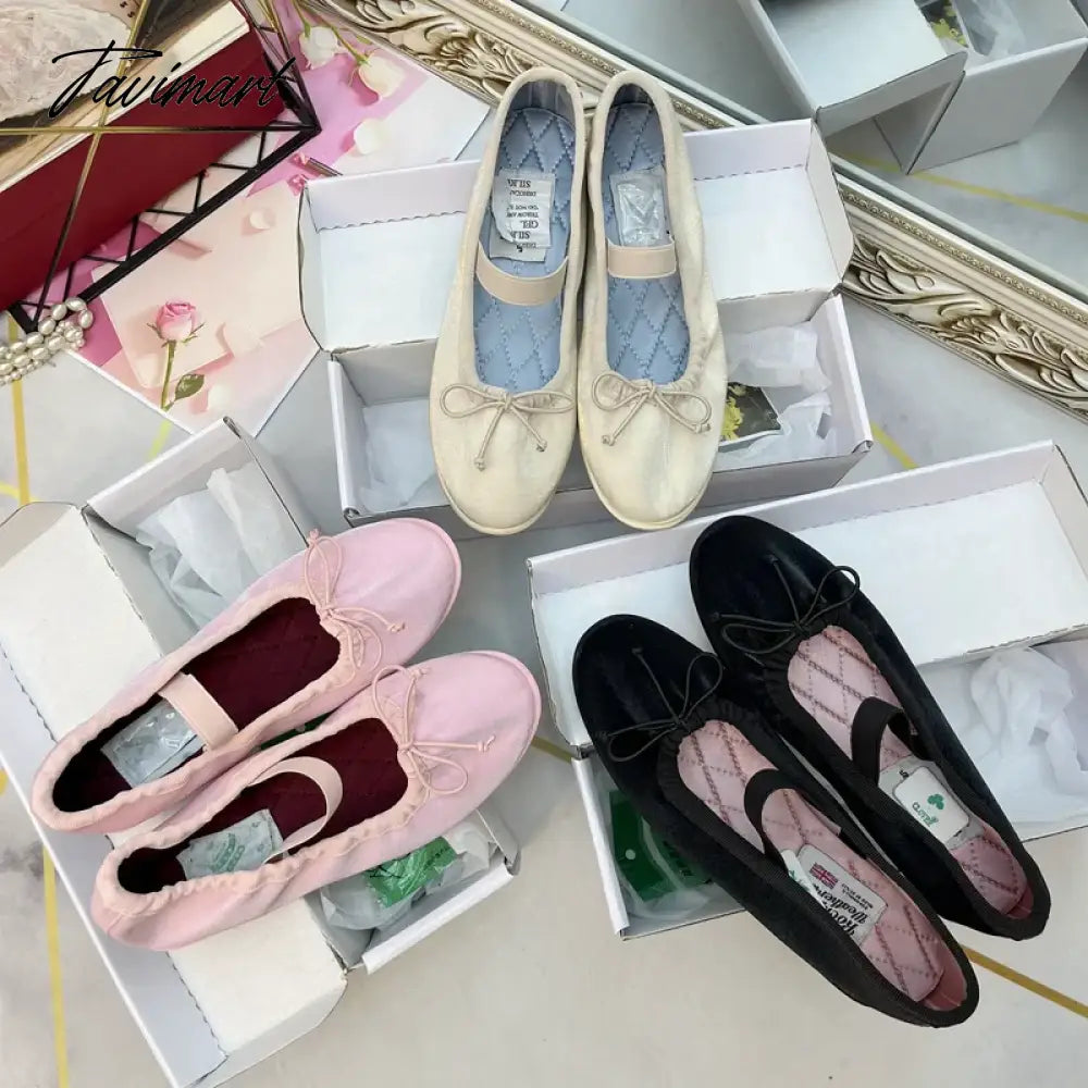 Korea Flats Spring/Autumn Flats Women Shoes Fashion Mary Jane Shoes Round Toe Women's Shoes Bow Silk Satin Ballet Flats