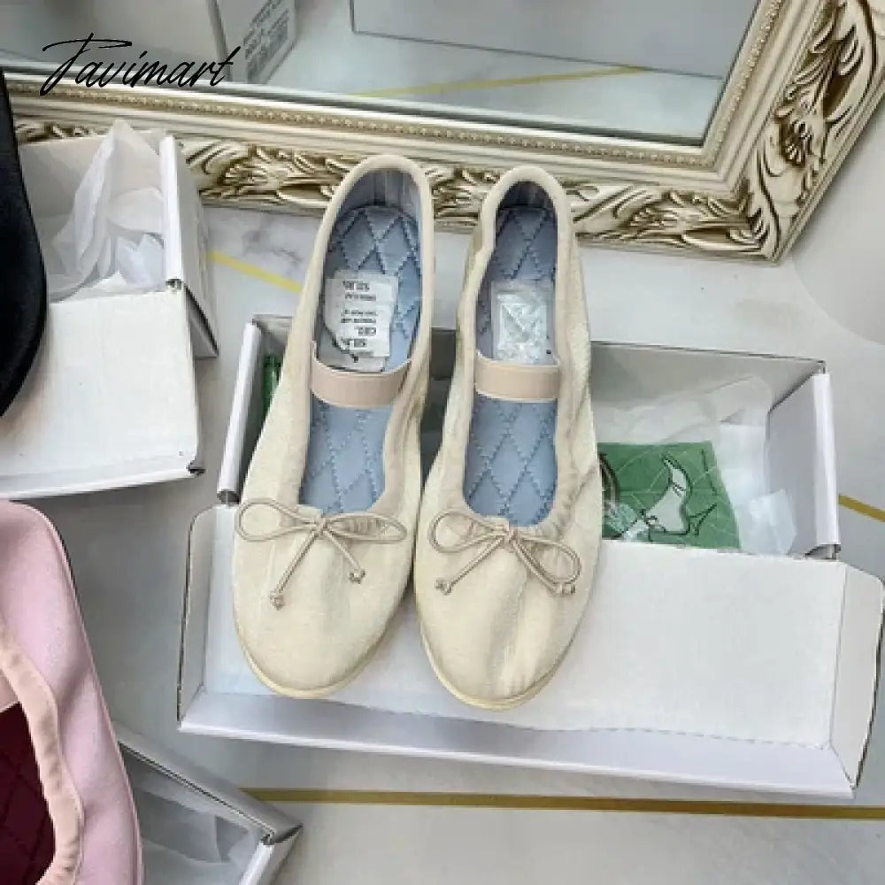 Korea Flats Spring/Autumn Flats Women Shoes Fashion Mary Jane Shoes Round Toe Women's Shoes Bow Silk Satin Ballet Flats