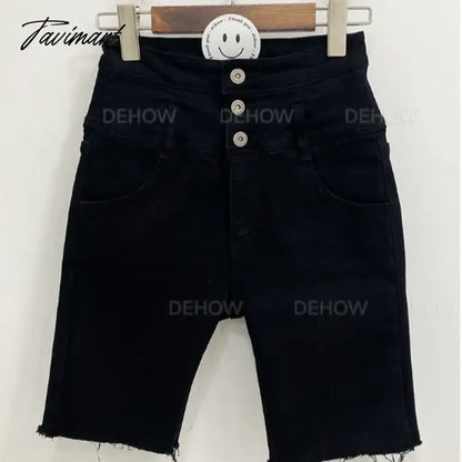 Korean Black Jeans Pants Women Vintage High Waist Slim Denim Shorts Fashion Woman Streetwear Y2k Pencil Pants