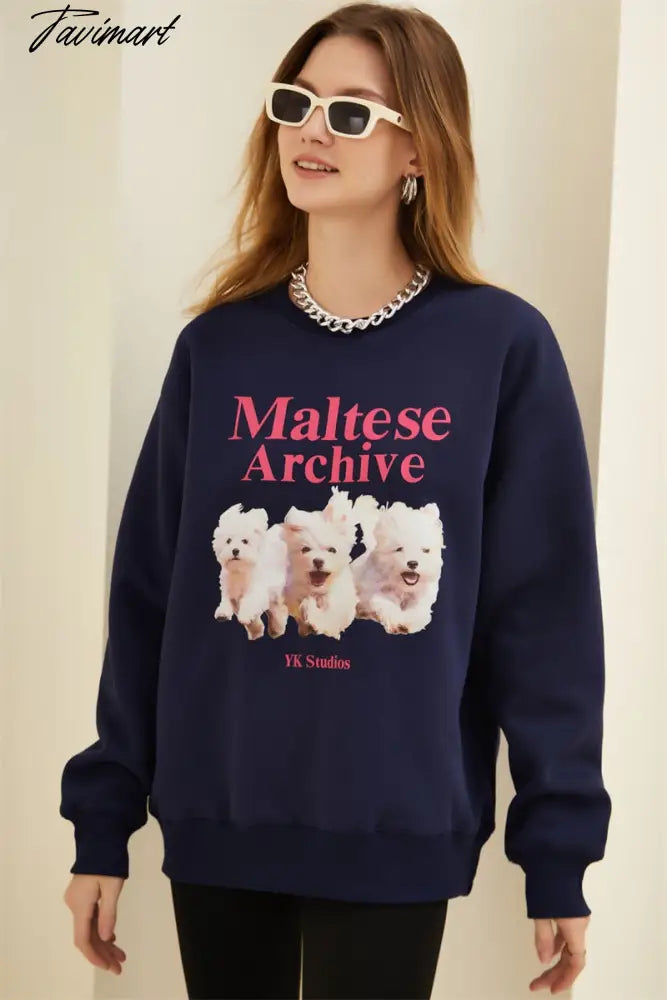 Korean Designer Cute Streetwear Fashion Vintage Y2K Sweatshirt Winter Fleece Long Sleeve Pullover Crewneck Sweatshirt Women