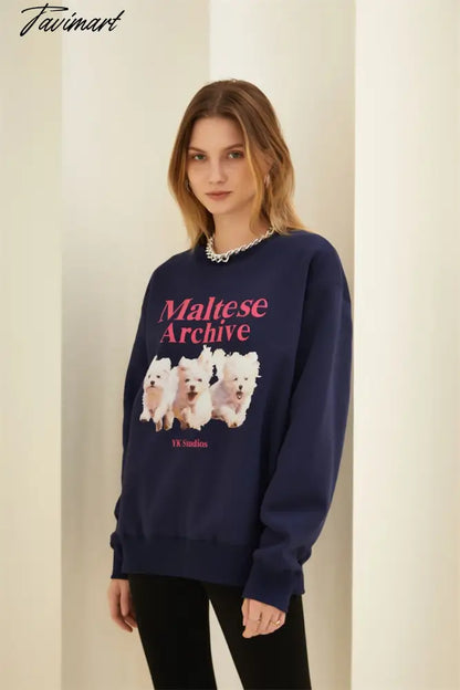 Korean Designer Cute Streetwear Fashion Vintage Y2K Sweatshirt Winter Fleece Long Sleeve Pullover Crewneck Sweatshirt Women