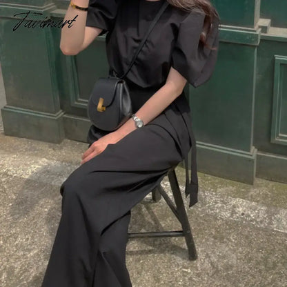 Korean Retro Lace-up Pleated Loose Casual Pants Women Summer New High Waist Solid Color All-match Wide Leg Pants
