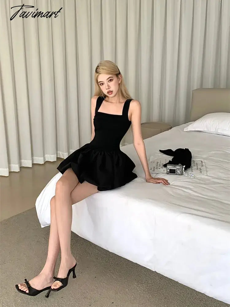 Korean style Summer Elegant Ballet Mini Dress Sexy Hot Sweet Y2k A-line Dress Women French Retro High Waist Fashion Dress