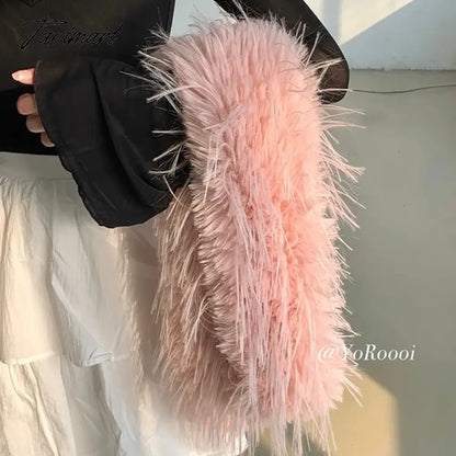 Korean Winter Fluffy Scarf Women's Niche Tassel Versatile Neck Warm Personality Long Comfortable Scarf Luxury Classic Soft Shawl