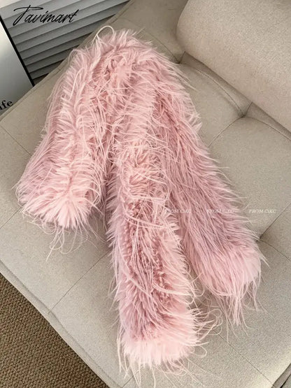 Korean Winter Fluffy Scarf Women's Niche Tassel Versatile Neck Warm Personality Long Comfortable Scarf Luxury Classic Soft Shawl