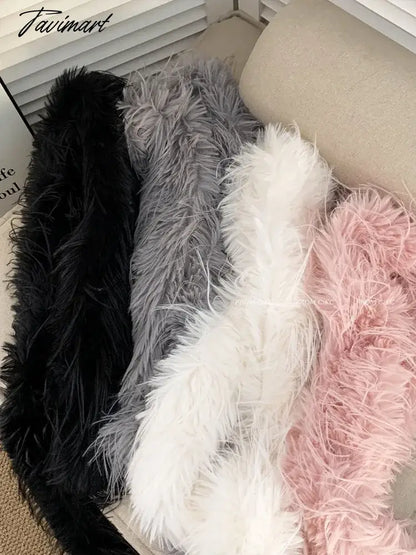 Korean Winter Fluffy Scarf Women's Niche Tassel Versatile Neck Warm Personality Long Comfortable Scarf Luxury Classic Soft Shawl