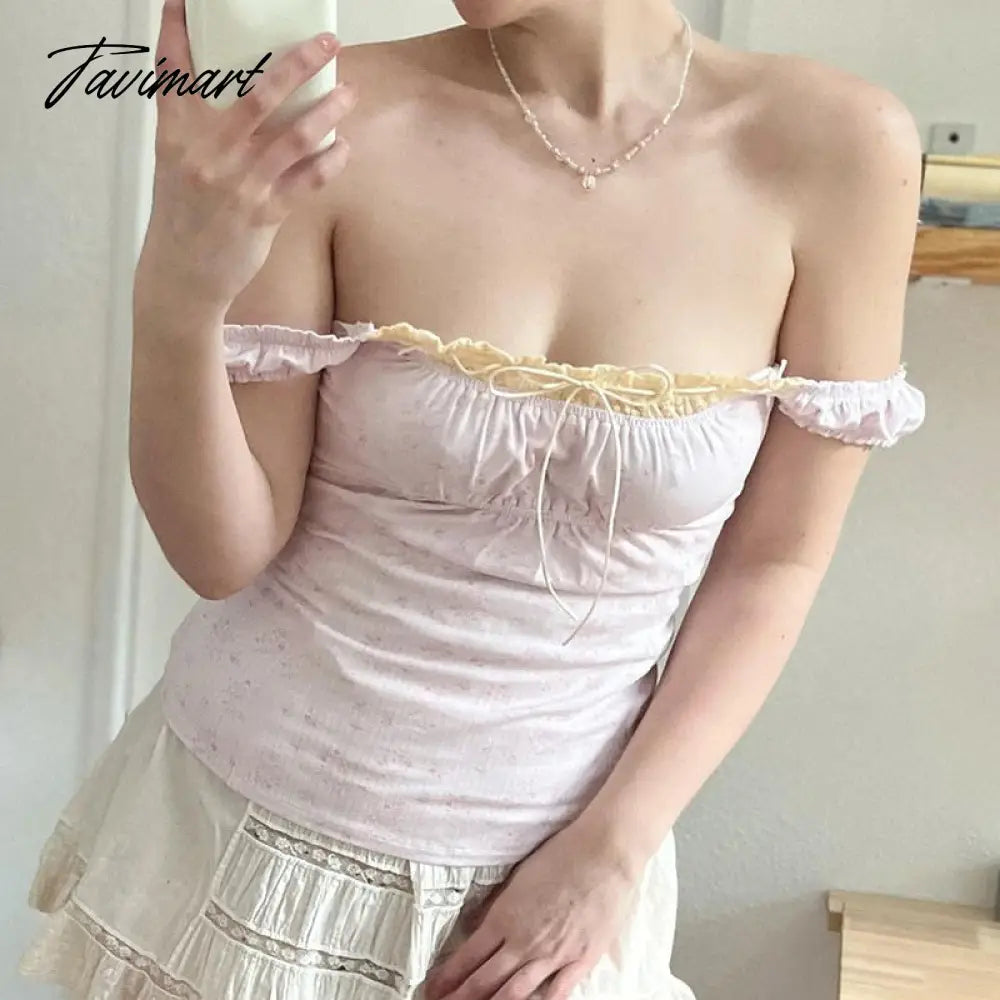 Lace Neckline Blouse Tank Tops Cute Lace Trim Tie Up Milkmaid Tees Ruched Sleeveless Y2K Fairy Vintage Crop Vest