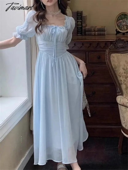 Lace Up Dress Women Summer New Fashion Elegant Vestidos Evening Party French Female Slim Casual Clothes Korean Dresses