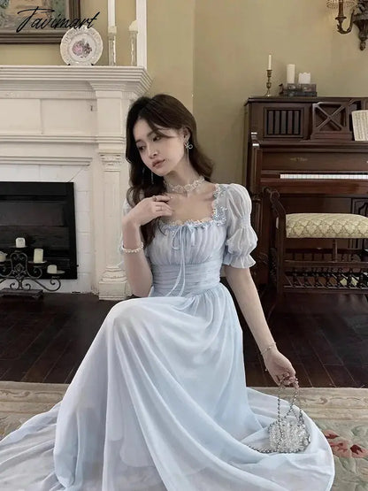Lace Up Dress Women Summer New Fashion Elegant Vestidos Evening Party French Female Slim Casual Clothes Korean Dresses