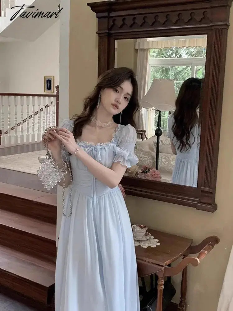 Lace Up Dress Women Summer New Fashion Elegant Vestidos Evening Party French Female Slim Casual Clothes Korean Dresses