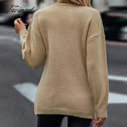 Ladies Casual Elegant V-Neck Commute Wear Jumpers Women Slim Knitted Sweaters Pullovers Autumn Winter Vintage Chic Cross Sweater