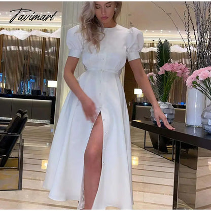 Lantern Short Sleeve Women Dress Elegant Slim Single Breasted Large Swing Long Female A-line Dresses Fashion Summer Vestido