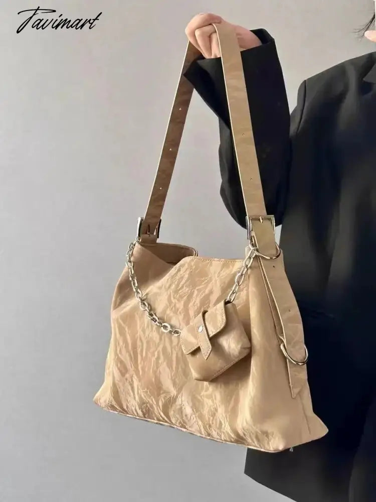Large Capacity Women's Chain Messenger Bags Retro Female Tote Shoulder Bag Vintage Design Underarm Bag