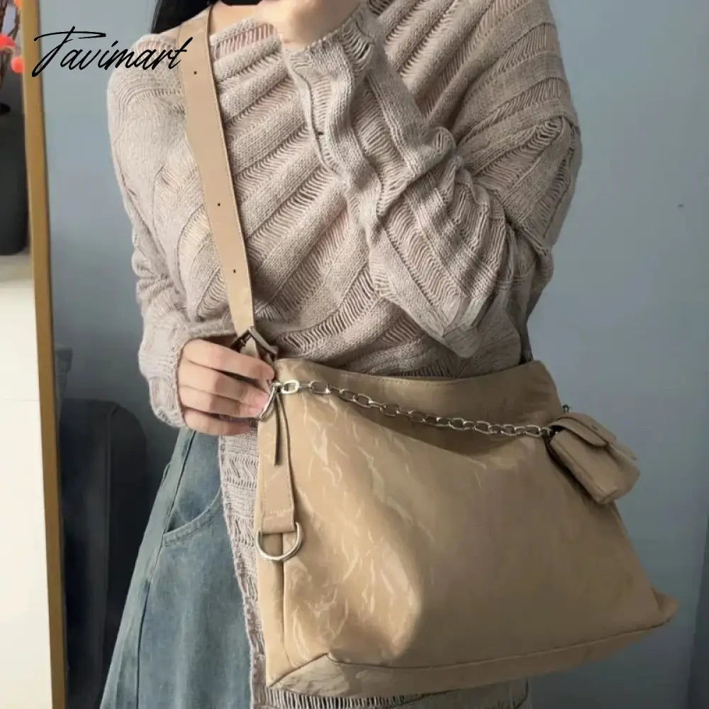 Large Capacity Women's Chain Messenger Bags Retro Female Tote Shoulder Bag Vintage Design Underarm Bag