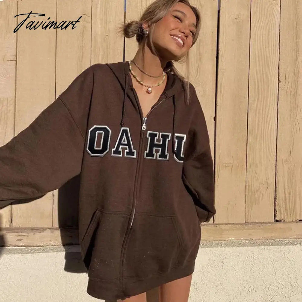 Letter Embroidery Hoodies Coat Women Autumn Cotton Warm Pockets Drawstring Long Sleeve Cardigan Vintage Chic Y2K Sweatshirt Top