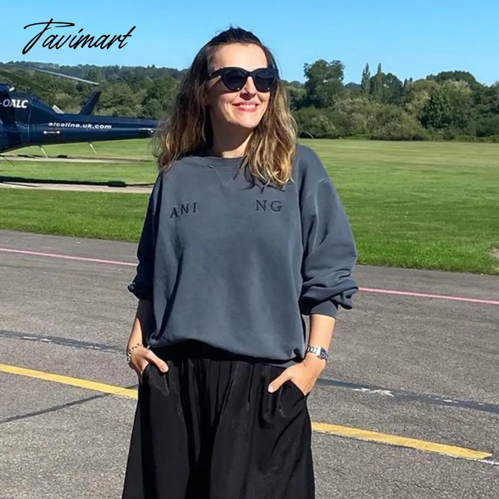 Letter Embroidery Sweatshirt Women Spring Autumn Fashion Designer Pullover Hoodies Femme Casual Luxury Sweatshirts Tops