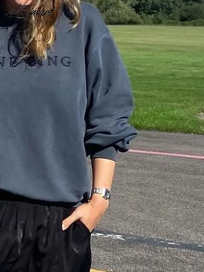 Letter Embroidery Sweatshirt Women Spring Autumn Fashion Designer Pullover Hoodies Femme Casual Luxury Sweatshirts Tops