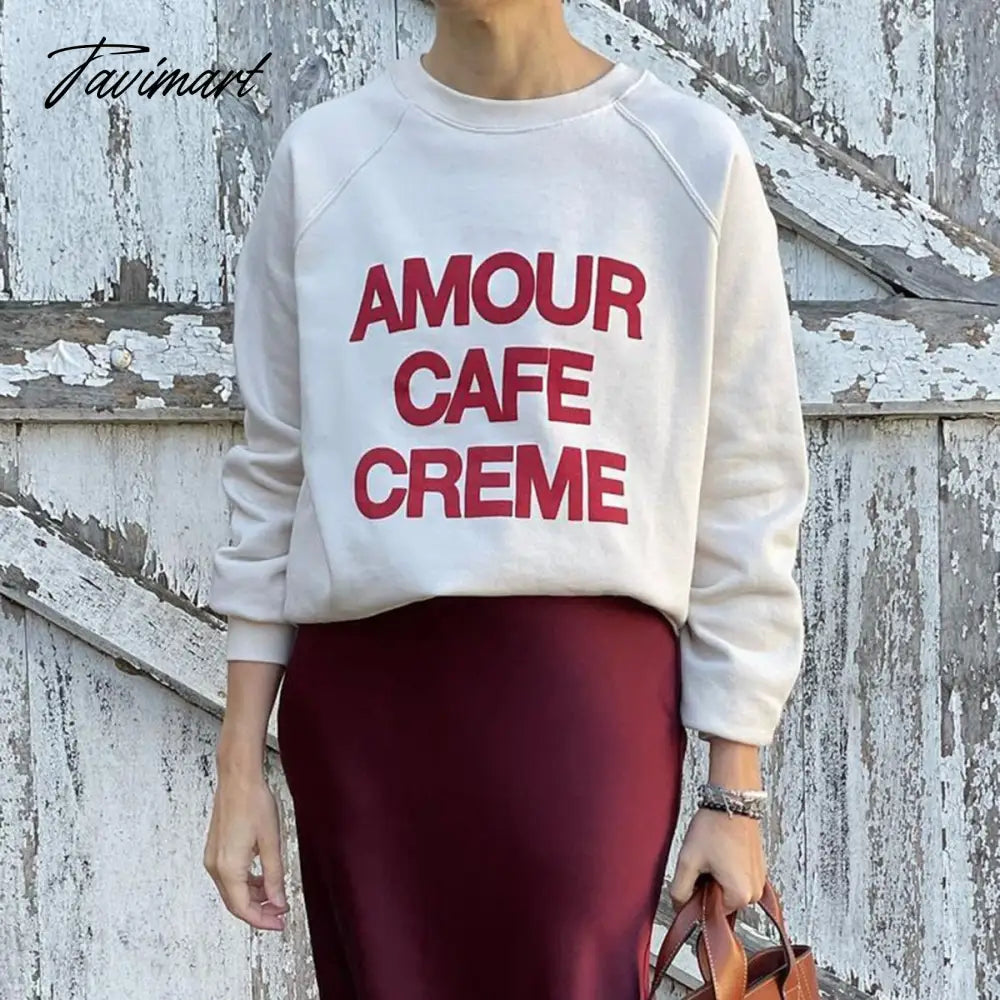 Letter Print Sweatshirt Women Autumn Winter Round Neck Casual Oversized Sweaters Tops Femme Fasion Pullover Hoodie