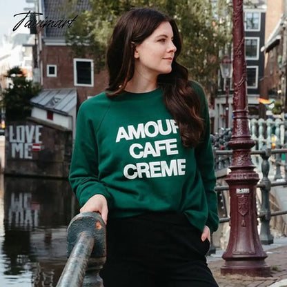 Letter Print Sweatshirt Women Autumn Winter Round Neck Casual Oversized Sweaters Tops Femme Fasion Pullover Hoodie