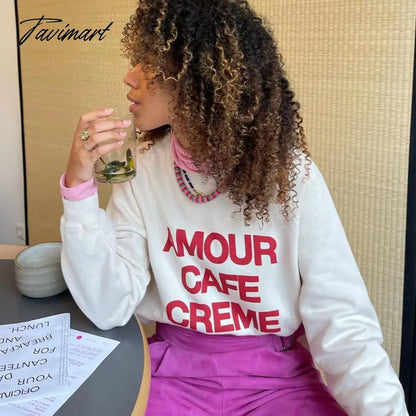 Letter Print Sweatshirt Women Autumn Winter Round Neck Casual Oversized Sweaters Tops Femme Fasion Pullover Hoodie