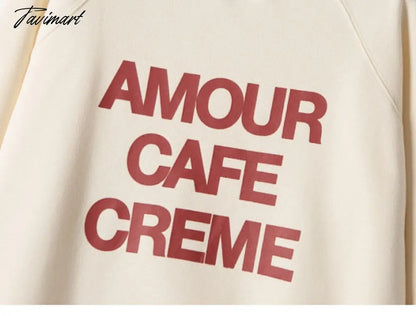 Letter Printed Sweatshirt Women Autumn Winter Long Sleeve Round Neck Elegant Pullover Pull Femme Fashion Hoodies Streetwear