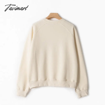 Letter Printed Sweatshirt Women Autumn Winter Long Sleeve Round Neck Elegant Pullover Pull Femme Fashion Hoodies Streetwear