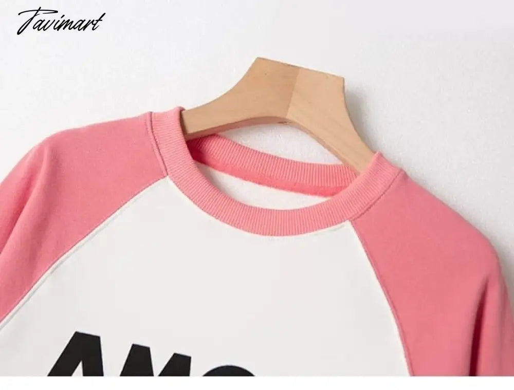 Letter Printed Sweatshirt Women Autumn Winter Long Sleeve Round Neck Elegant Pullover Pull Femme Fashion Hoodies Streetwear