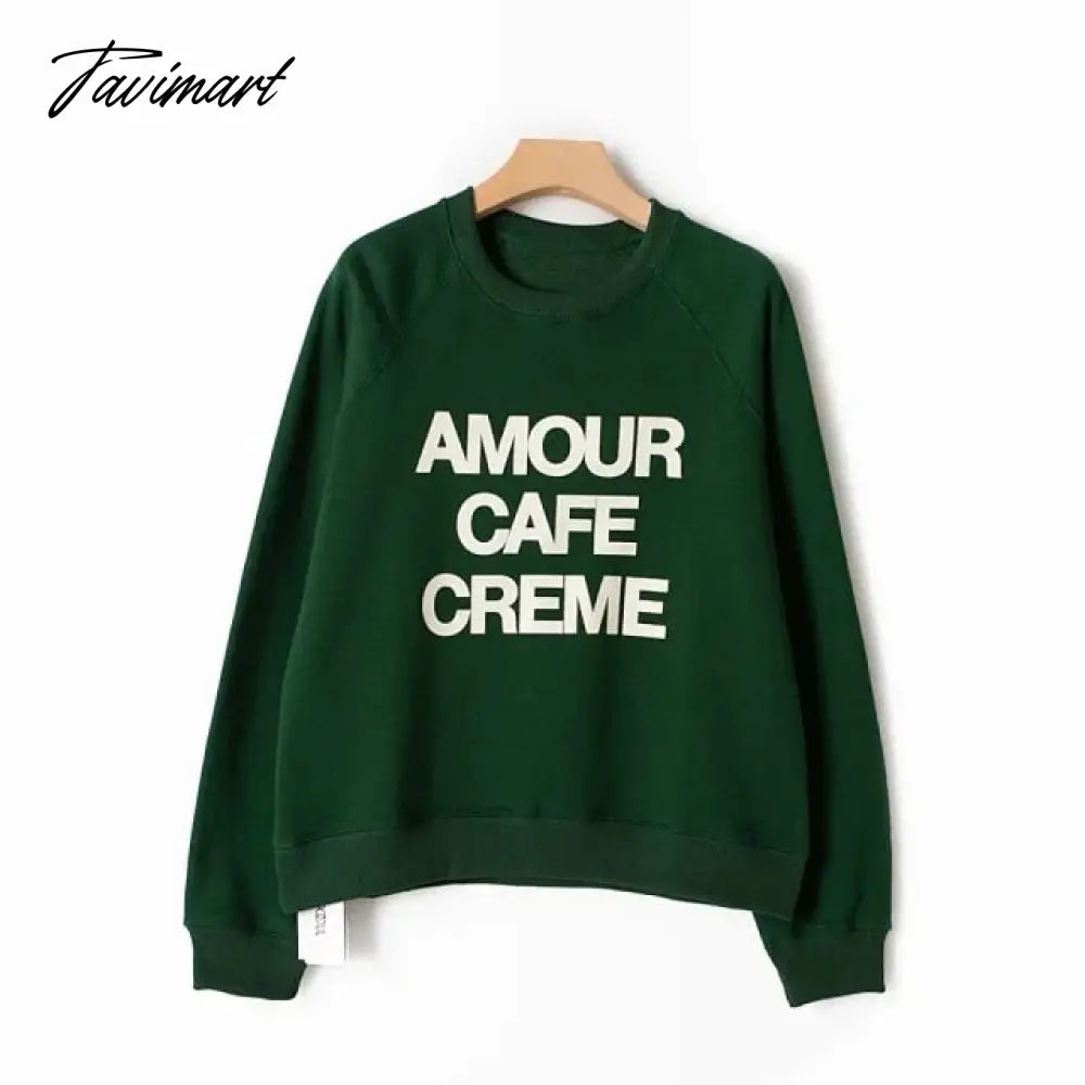 Letter Printed Sweatshirt Women Autumn Winter Long Sleeve Round Neck Elegant Pullover Pull Femme Fashion Hoodies Streetwear