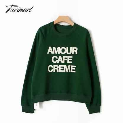 Letter Printed Sweatshirt Women Autumn Winter Long Sleeve Round Neck Elegant Pullover Pull Femme Fashion Hoodies Streetwear