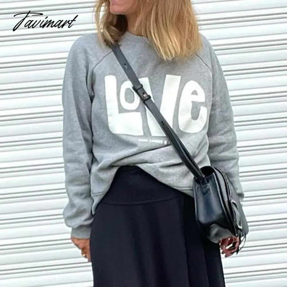 Letter Printed Sweatshirt Women Autumn Winter Long Sleeve Round Neck Elegant Pullover Pull Femme Fashion Hoodies Streetwear
