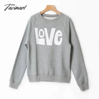 Letter Printed Sweatshirt Women Autumn Winter Long Sleeve Round Neck Elegant Pullover Pull Femme Fashion Hoodies Streetwear
