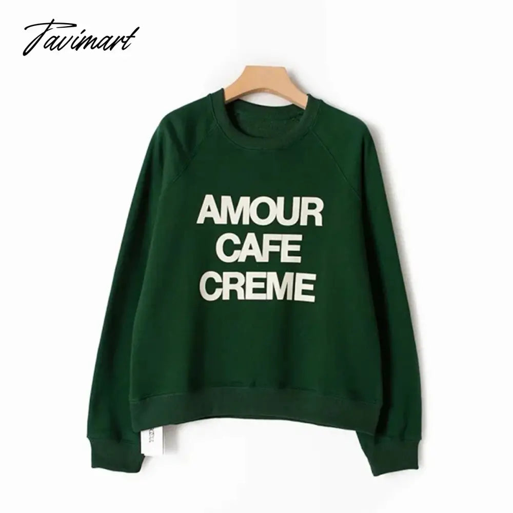Letter Printed Sweatshirt Women Autumn Winter Long Sleeve Round Neck Elegant Pullover Pull Femme Fashion Hoodies Streetwear