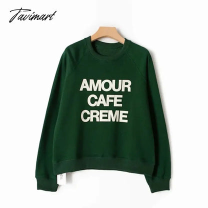Letter Printed Sweatshirt Women Autumn Winter Long Sleeve Round Neck Elegant Pullover Pull Femme Fashion Hoodies Streetwear
