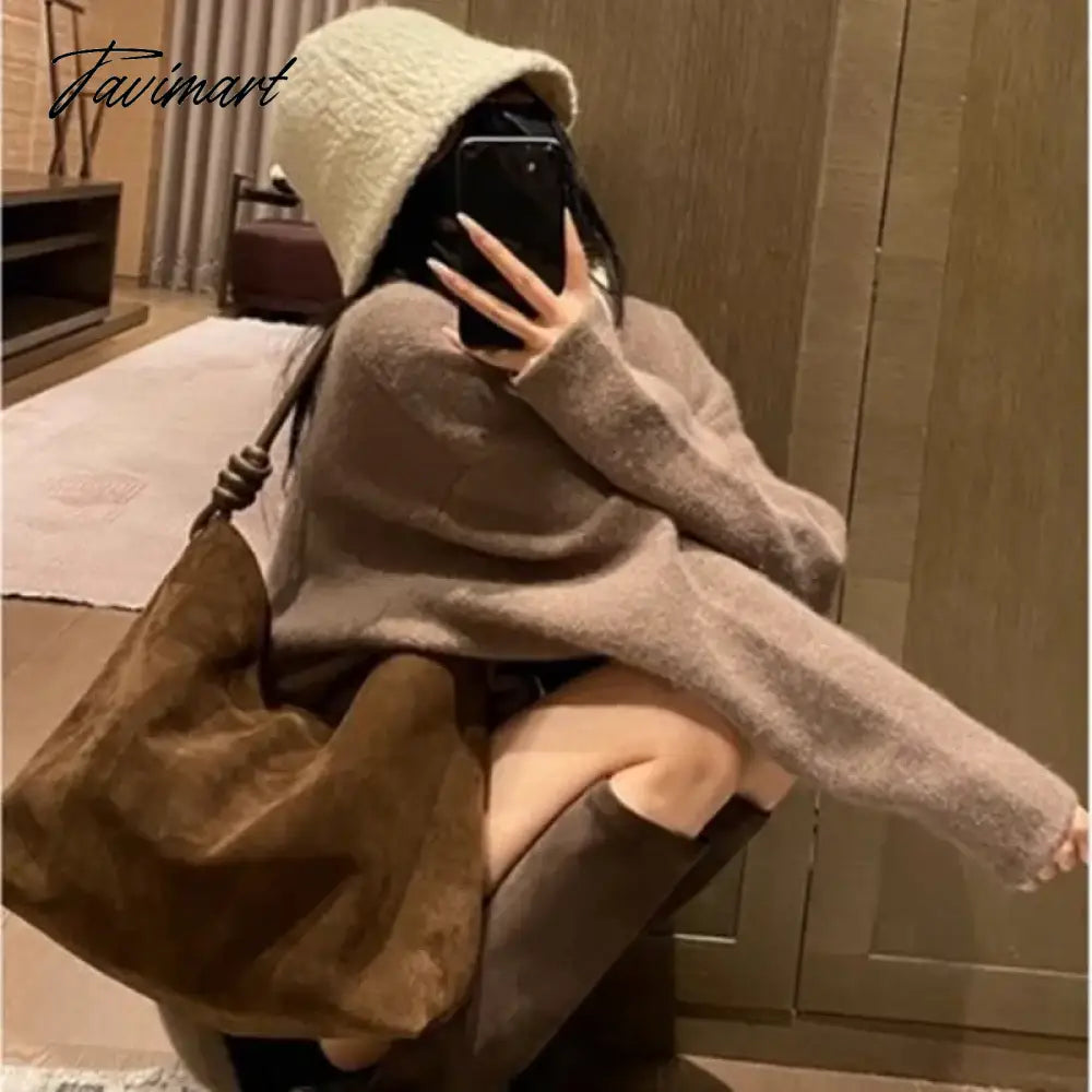 Light Luxury Retro Women's Bag Autumn and Winter New Top Suede High Capacity Tote Bag Shoulder Bag