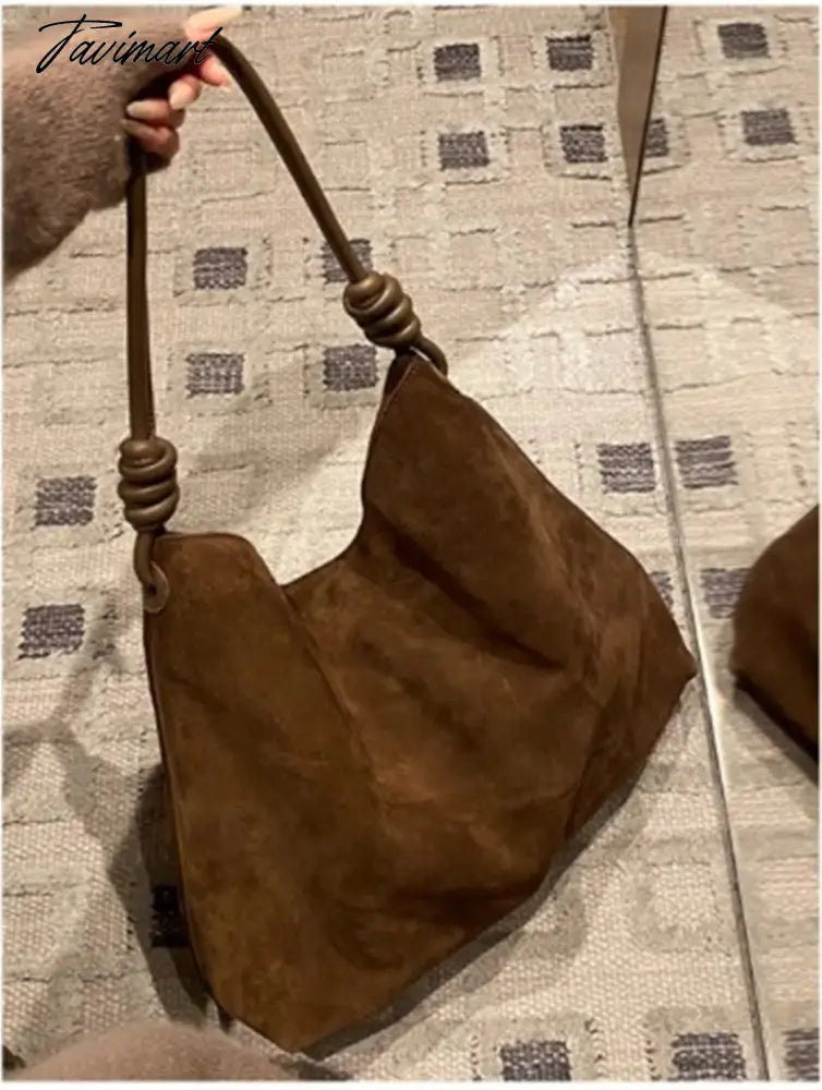 Light Luxury Retro Women's Bag Autumn and Winter New Top Suede High Capacity Tote Bag Shoulder Bag