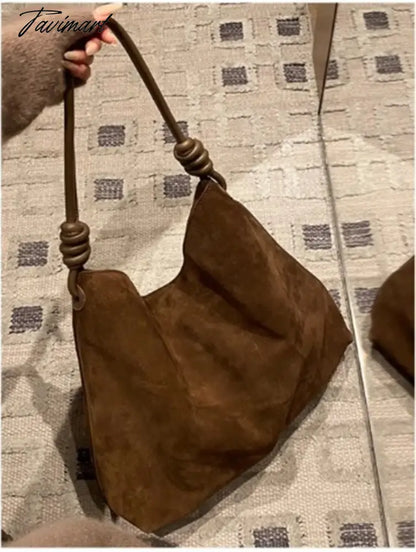 Light Luxury Retro Women's Bag Autumn and Winter New Top Suede High Capacity Tote Bag Shoulder Bag