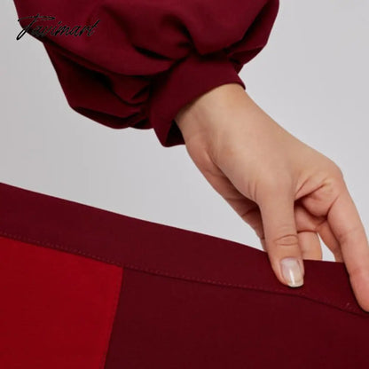 Long Shirt Dress For Women Lantern Sleeves Elegant Female Dresses Single Breasted Belt Office Lady Vestido Winter Dress