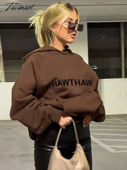 Loose Letter Printed Hooded Sweater Women Casual Sports With Pocket Sweater Pullover Autmn Female Loose Oversiaze Sweaters Tops