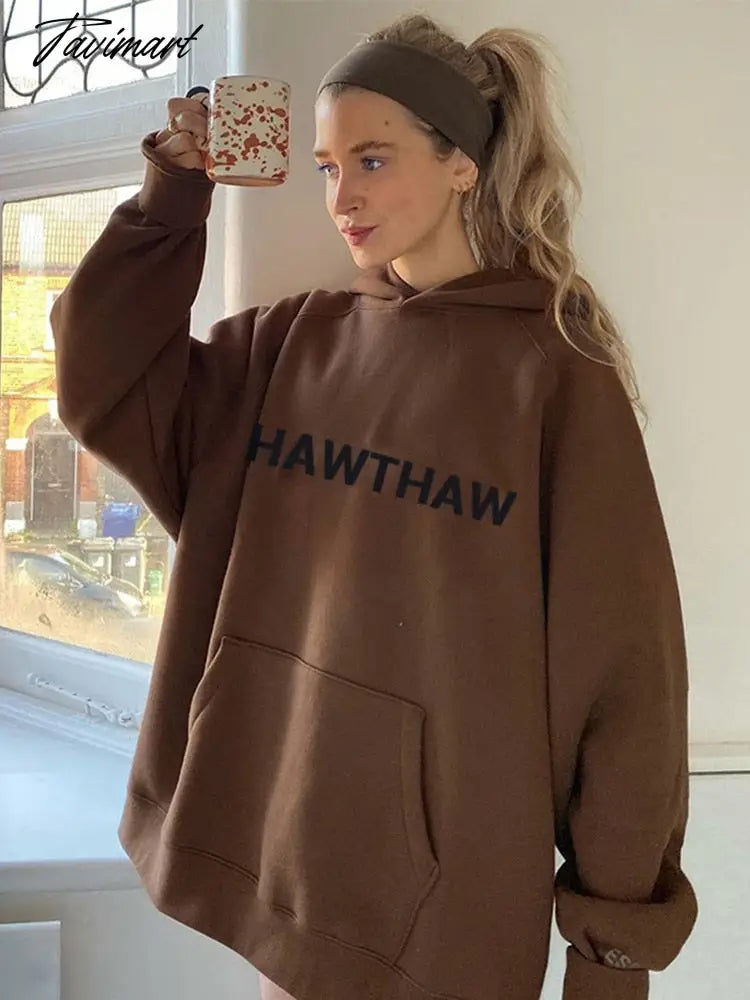 Loose Letter Printed Hooded Sweater Women Casual Sports With Pocket Sweater Pullover Autmn Female Loose Oversiaze Sweaters Tops