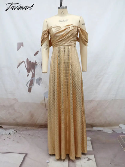 Luxury Elegant A-line Gold Glitter Prom Dress Formal Evening Gown Dubai Shiny Special Occasion Gown Party Dress