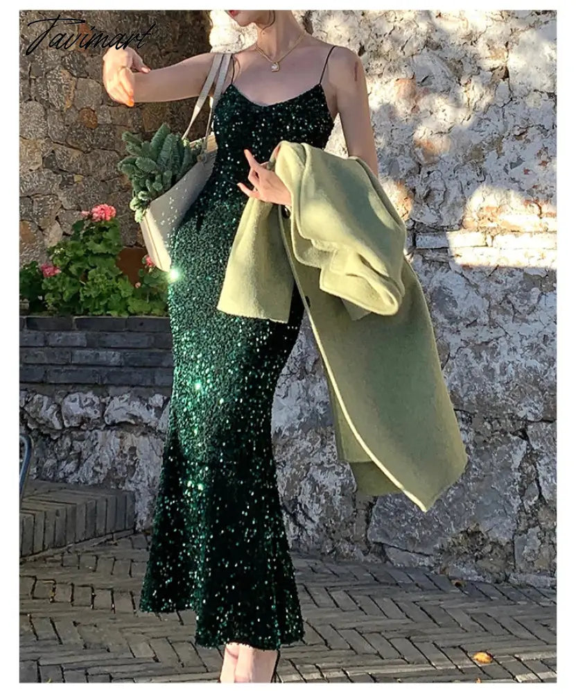 Maxi Long Sequin Dress Sexy Red Glitter Bodycon Wedding Guest Birthday Party Dresses Elegant Occasion Dress for Women