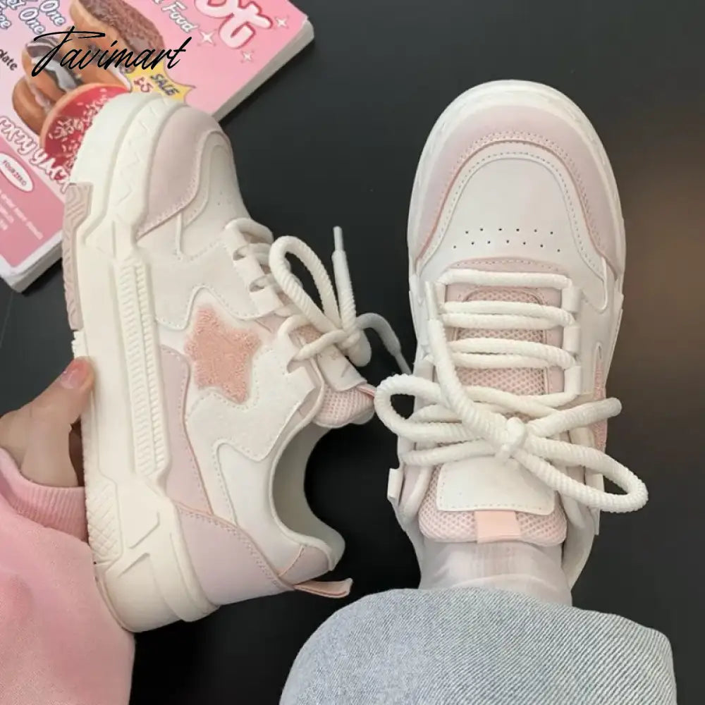 Mori Star Platform Sneakers for Women Popular Winter Style All-match Womens Trendy School Thick Sole White Shoes