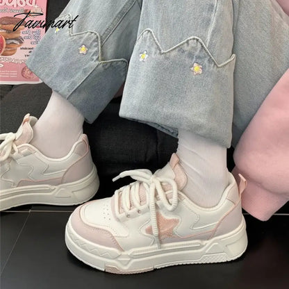 Mori Star Platform Sneakers for Women Popular Winter Style All-match Womens Trendy School Thick Sole White Shoes