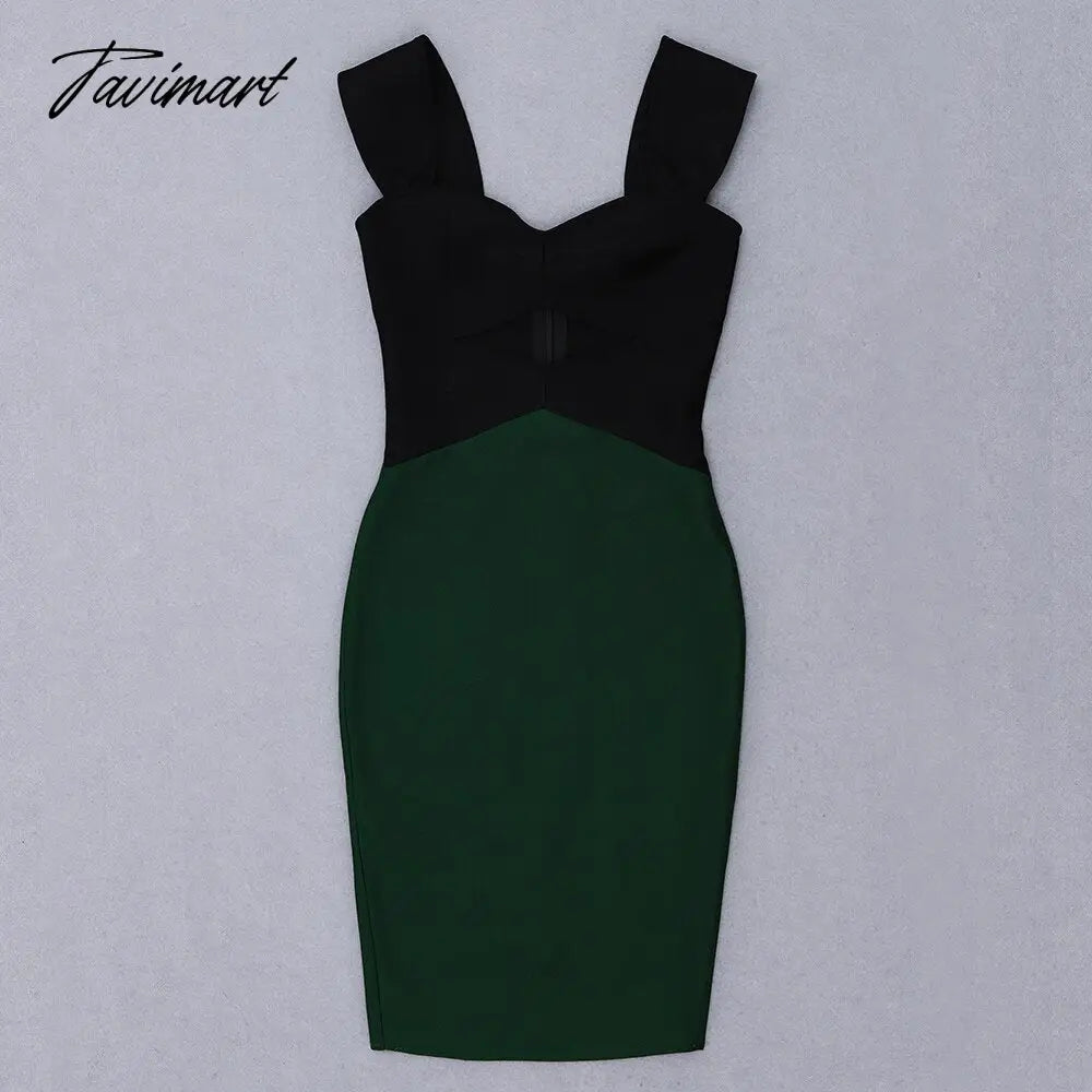 New Arrival Bodycon Bandages Dress Women Patchwork Sexy Spaghetti Strap Club Celebrity Party Elegant Clothes